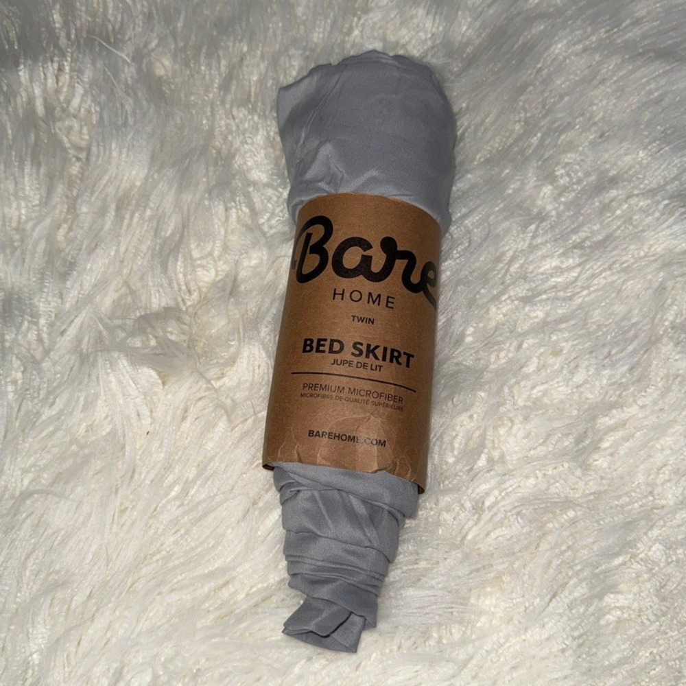 Bare Home Twin Bed Skirt Premium Microfiber Grey OEKO-TEX Certified Bedding